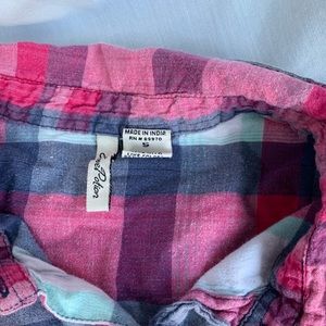 Pink plaid button down shirt